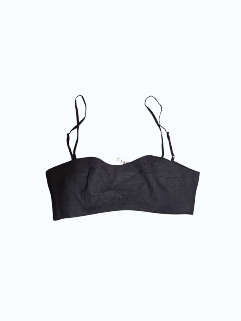 Caara Women’s Black Crop Top Size M Adjustable Strap Minimalist Chic Blouse.